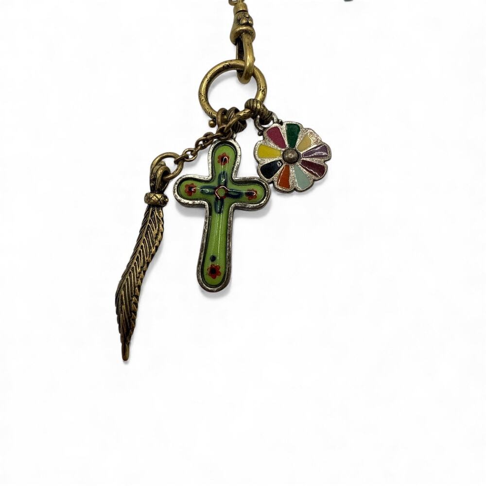 Vintage Lucky Brand Long Gold Tone with enamel charms necklace - Picture 4 of 6